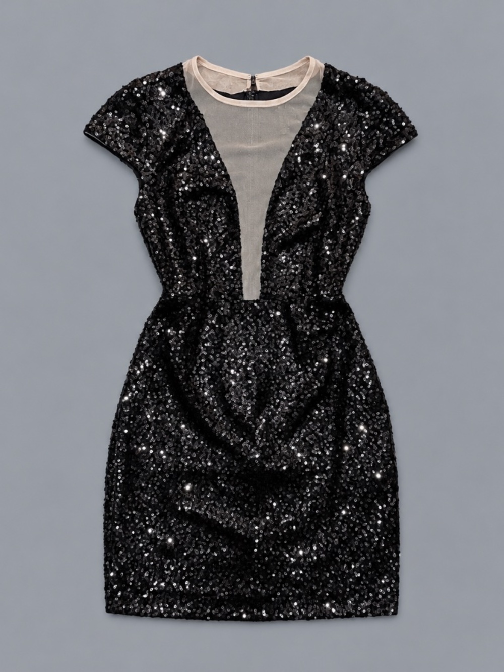 Aidan Mattox Sequin Illusion Mini Dress – Size 2